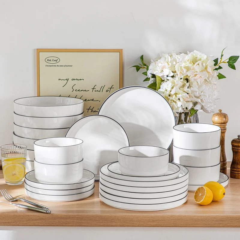 Elegantes MALACASA Porzellan Geschirrset (2 Varianten und verschiedene Sets)
